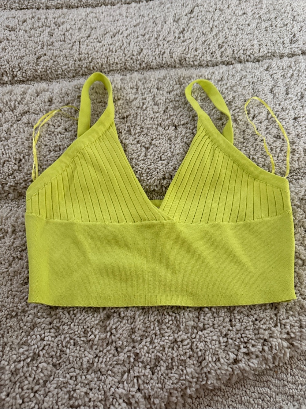 Ribbed Lime V-Neck Crop Bralette